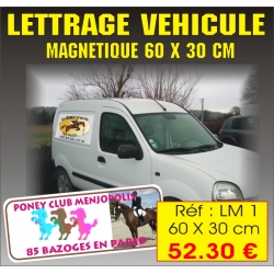 Réf LM 1 : Lettrage Magnétique véhicule 60 x 30 cm